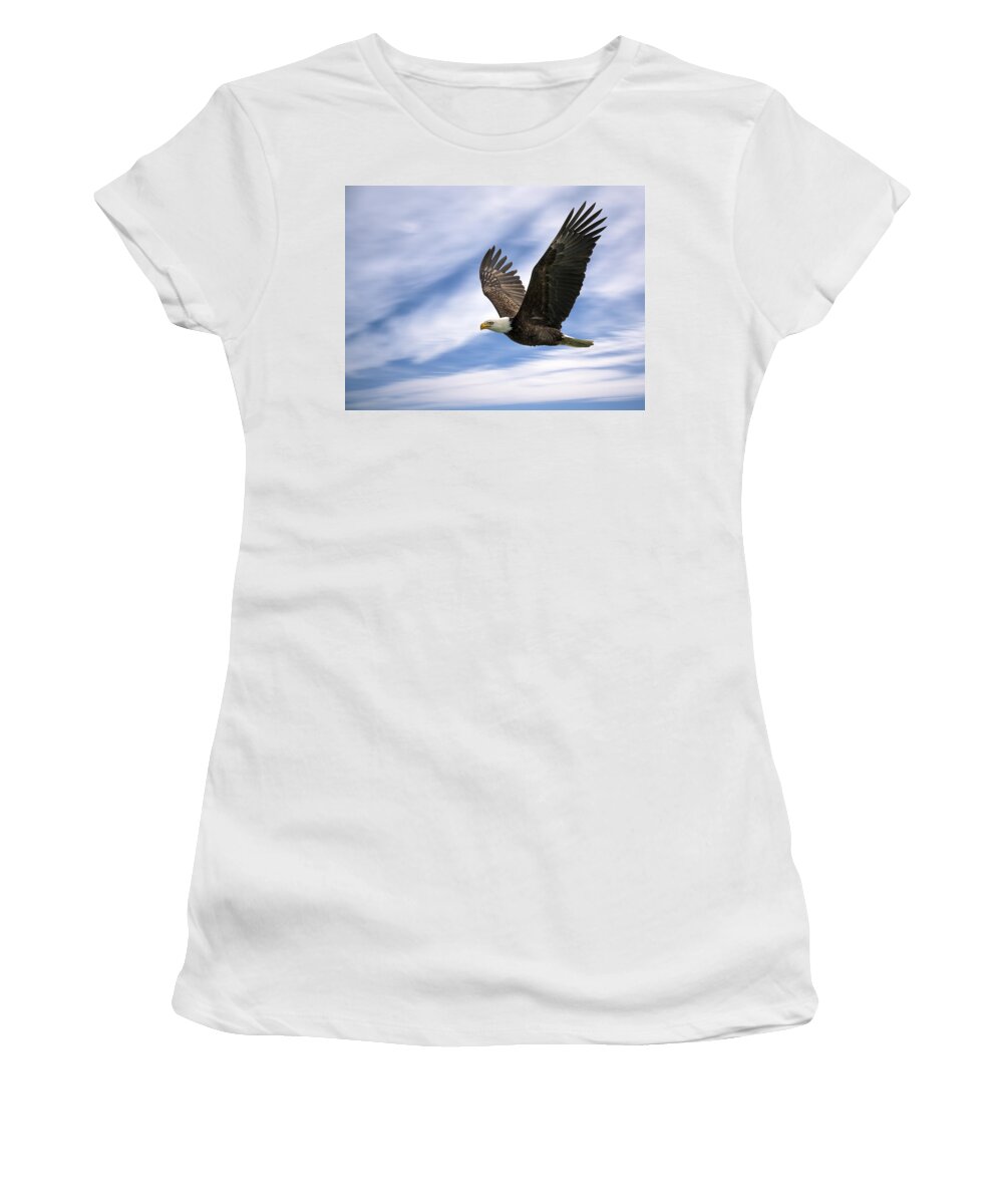 Wildlife Women's T-Shirt featuring the photograph Bald Eagle - 365-12 by Inge Riis McDonald