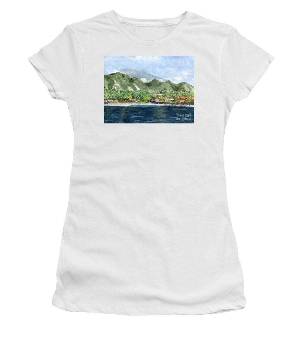 Blue Lagoon Women's T-Shirt featuring the painting Blue Lagoon Bali Indonesia #1 by Melly Terpening