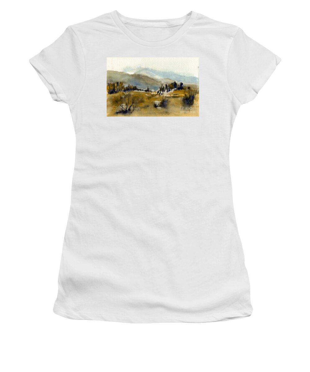 House Women's T-Shirt featuring the painting Delta in Georgioupolis #1 by Karina Plachetka