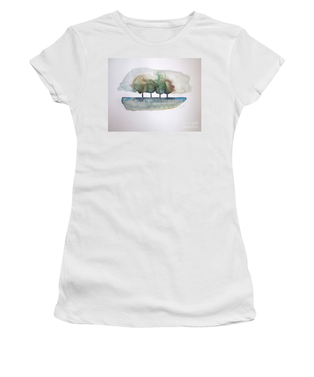 Trees Women's T-Shirt featuring the painting Family Trees #2 by Vesna Antic