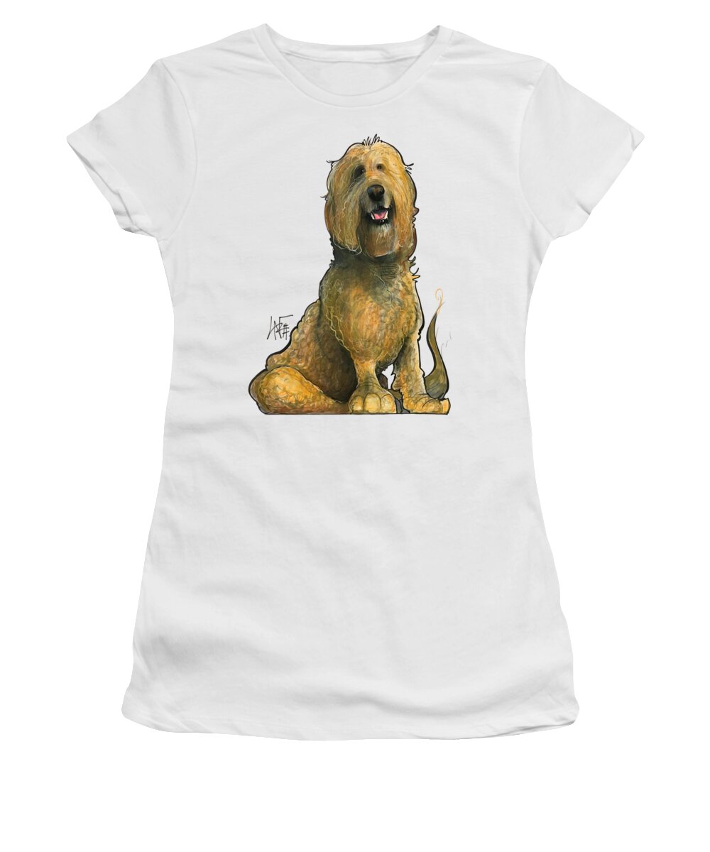 Golden Doodle Women's T-Shirt featuring the drawing Grand 3171 by Canine Caricatures By John LaFree