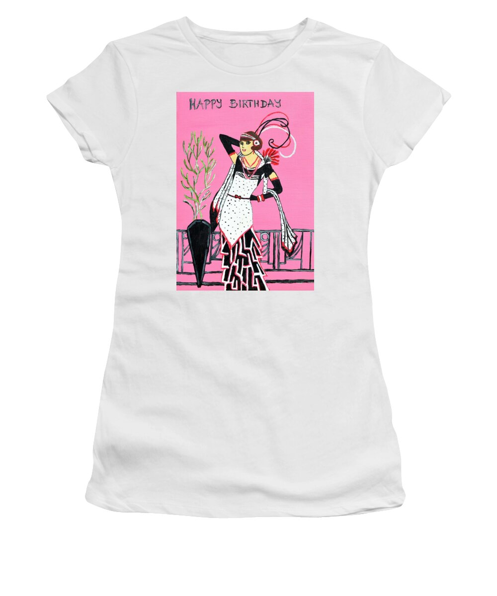 Lady Women's T-Shirt featuring the painting Happy Birthday #2 by Magdalena Frohnsdorff