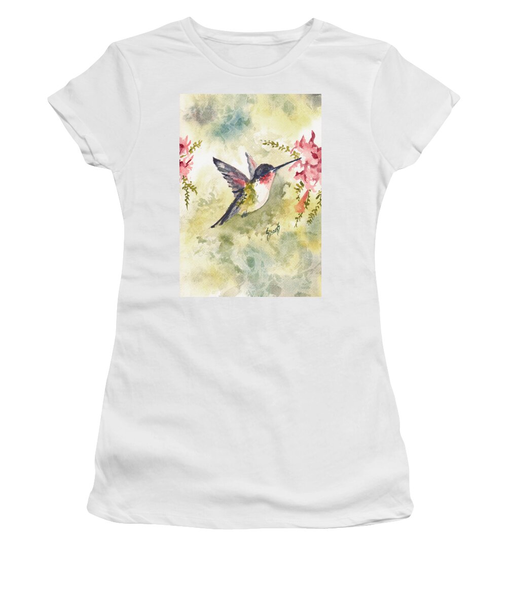 #faatoppicks Women's T-Shirt featuring the painting Hummingbird #1 by Sam Sidders