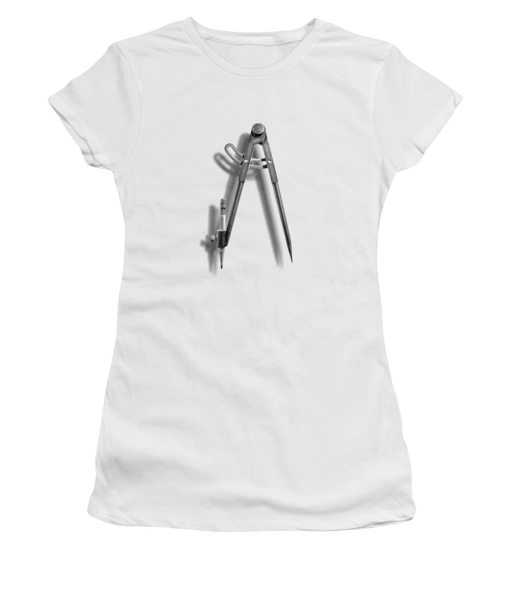 Compass Women's T-Shirt featuring the photograph Iron Compass Backside in BW by YoPedro
