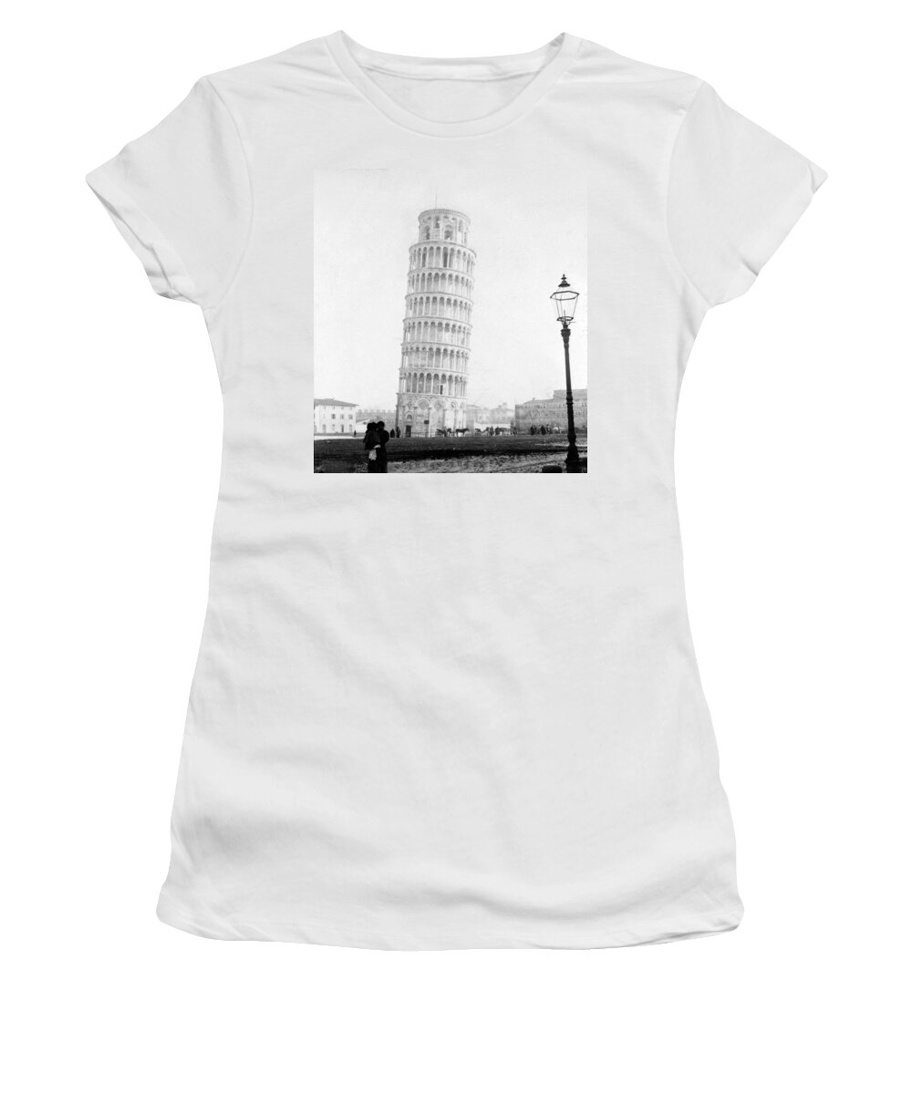 leaning Tower Of Pisa Women's T-Shirt featuring the photograph Leaning Tower of Pisa Italy - c 1902 #1 by International Images