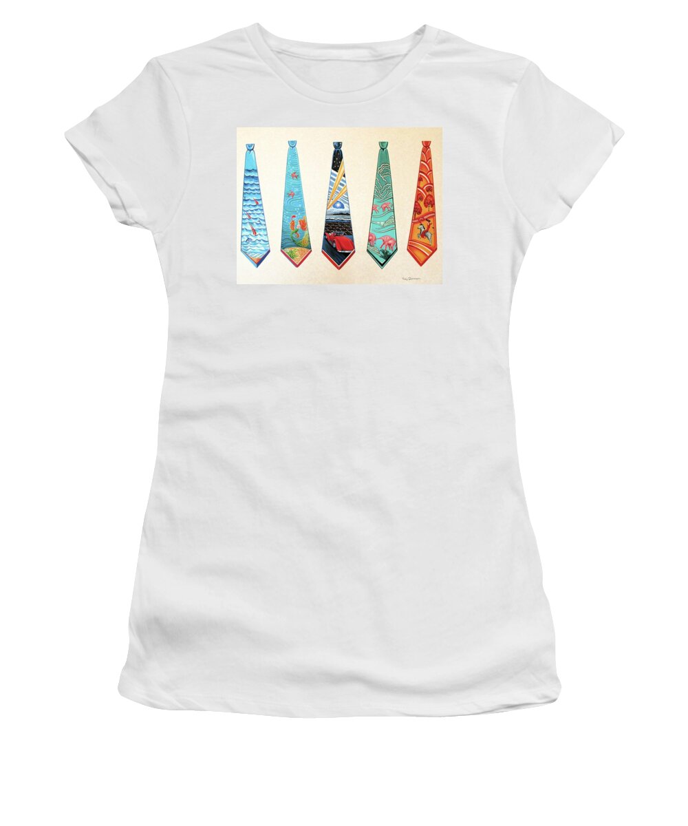 Ties Women's T-Shirt featuring the painting Mulholland Drive #1 by Tracy Dennison
