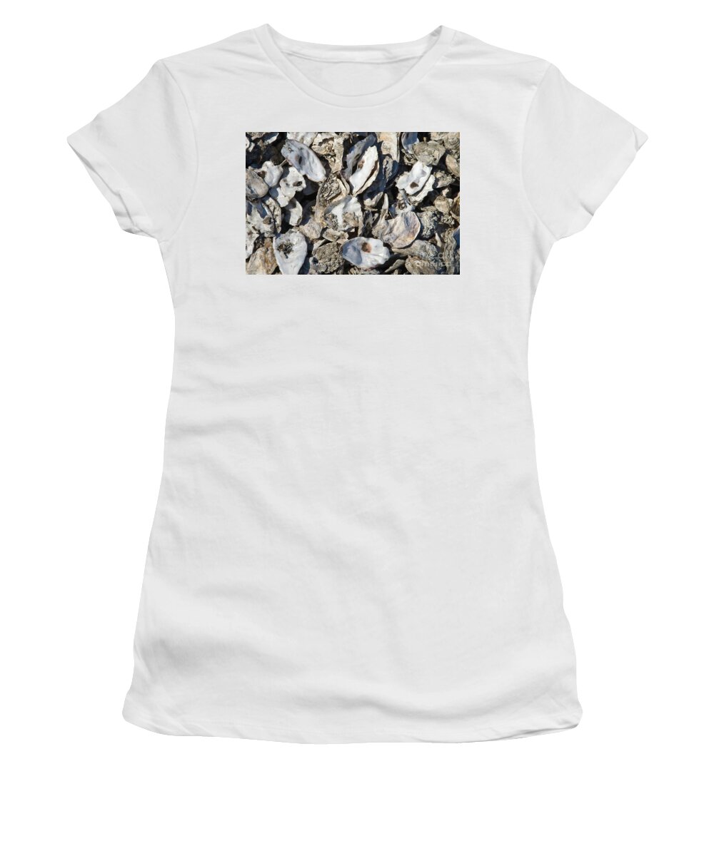 Oyster Women's T-Shirt featuring the photograph Oyster Shells #1 by Inga Spence