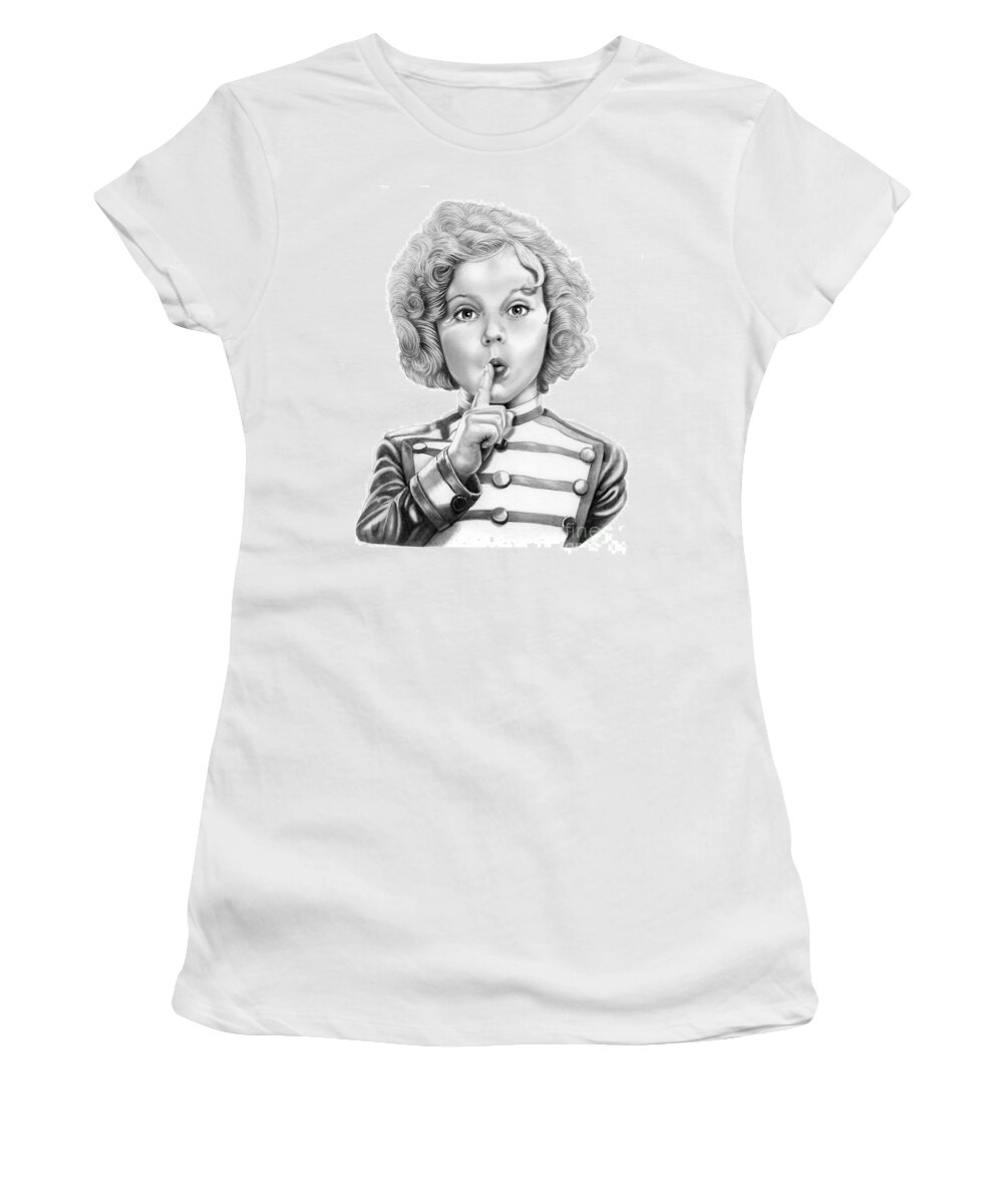 Drawing Women's T-Shirt featuring the drawing Shirley Temple #1 by Murphy Elliott