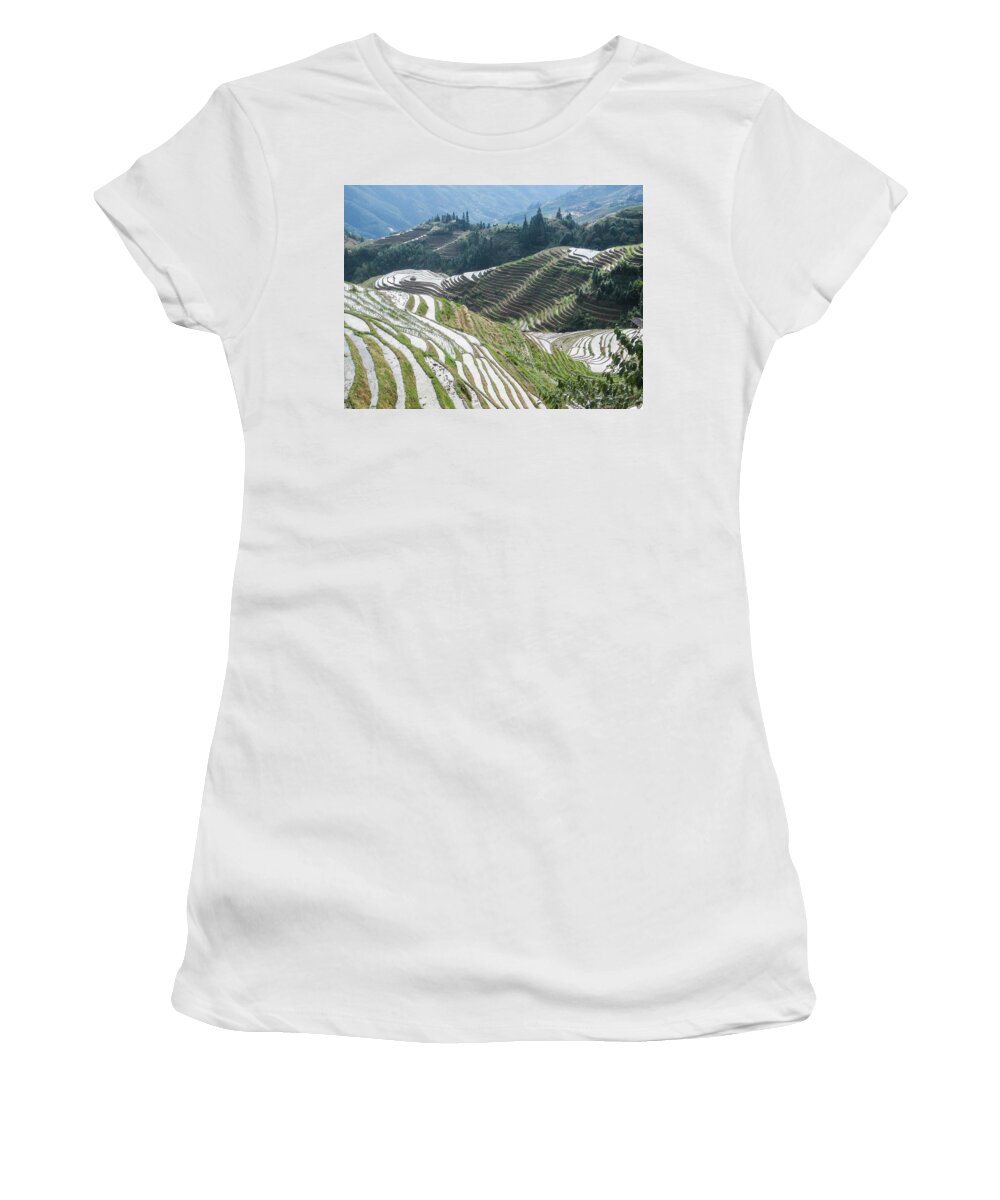 Scene Women's T-Shirt featuring the photograph Terrace fields scenery in spring #1 by Carl Ning