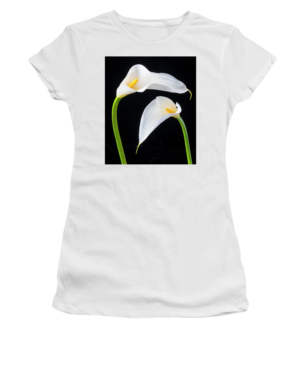 Graphic Women's T-Shirt featuring the photograph Two Lovely Calla Lilies #1 by Garry Gay