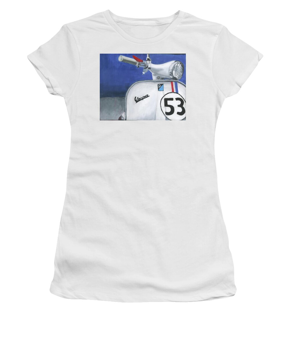 Vespa Women's T-Shirt featuring the painting Vespa 53 #1 by Debbie Brown