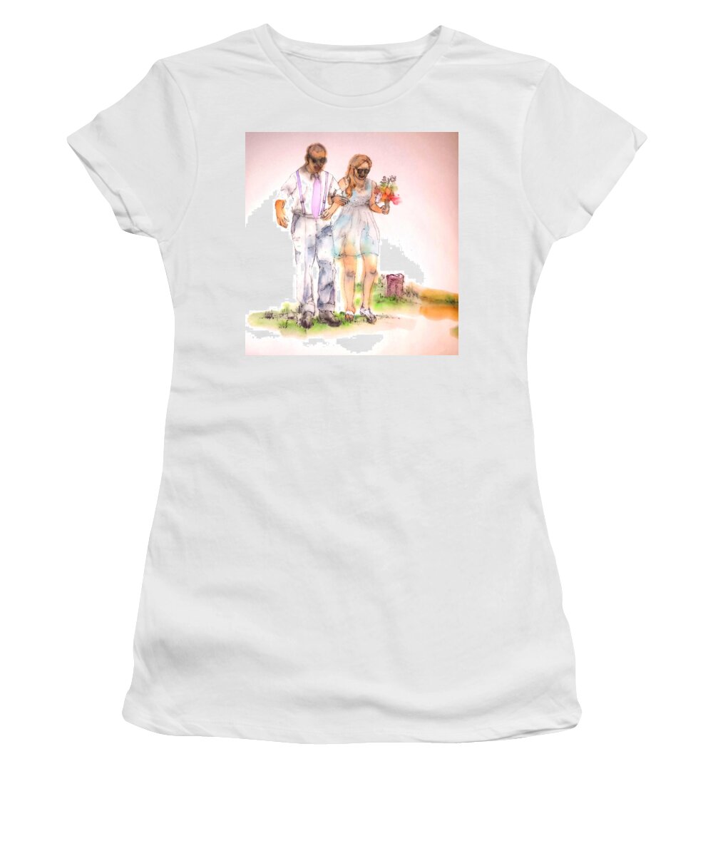Wedding. Summer Women's T-Shirt featuring the painting The Wedding Album #10 by Debbi Saccomanno Chan