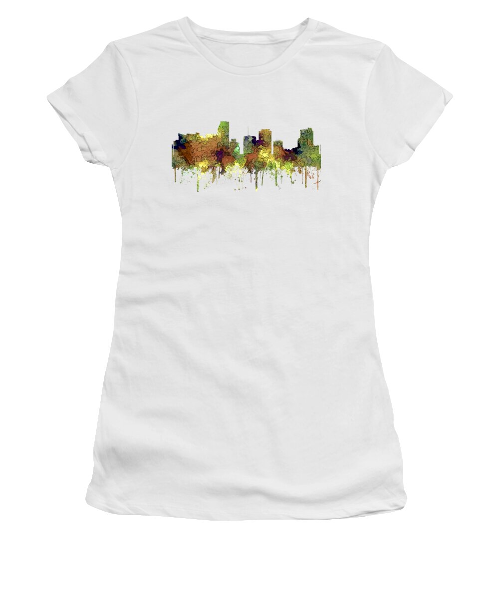 Miami Florida Skyline Women's T-Shirt featuring the digital art Miami Florida Skyline #11 by Marlene Watson
