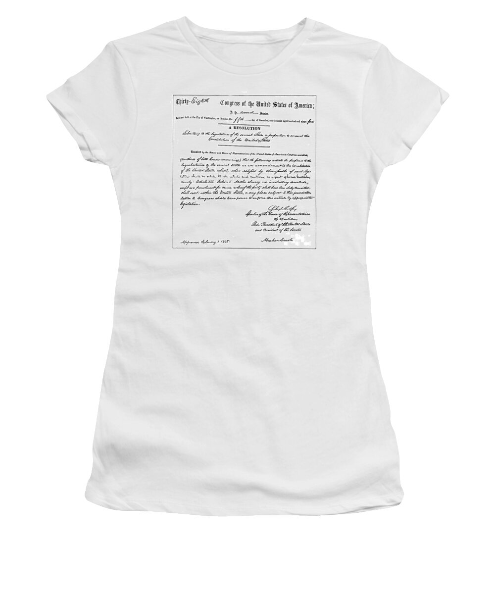 13th Amendment Women's T-Shirt featuring the drawing 13th AMENDMENT, 1865 by Granger