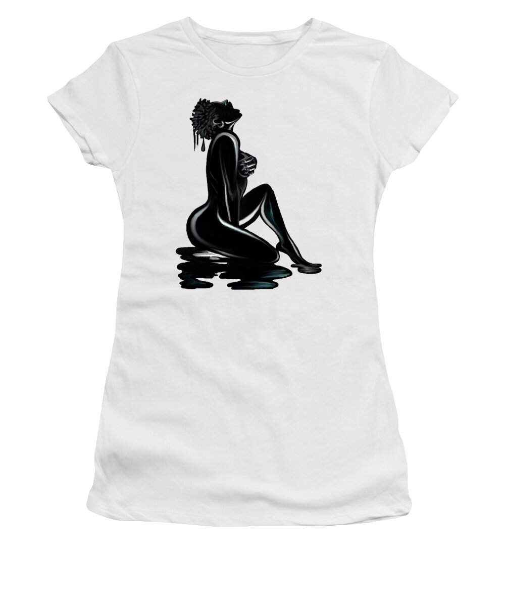 Pleasure Women's T-Shirt featuring the drawing Black. #14 by Terri Meredith