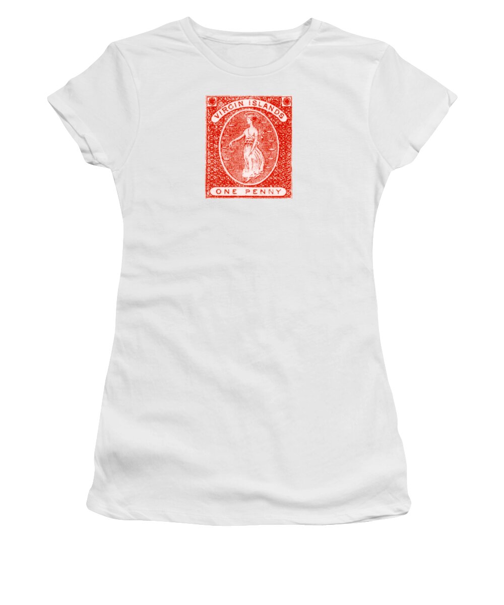 Virgin Islands Women's T-Shirt featuring the painting 1858 Virgin Islands Stamp by Historic Image