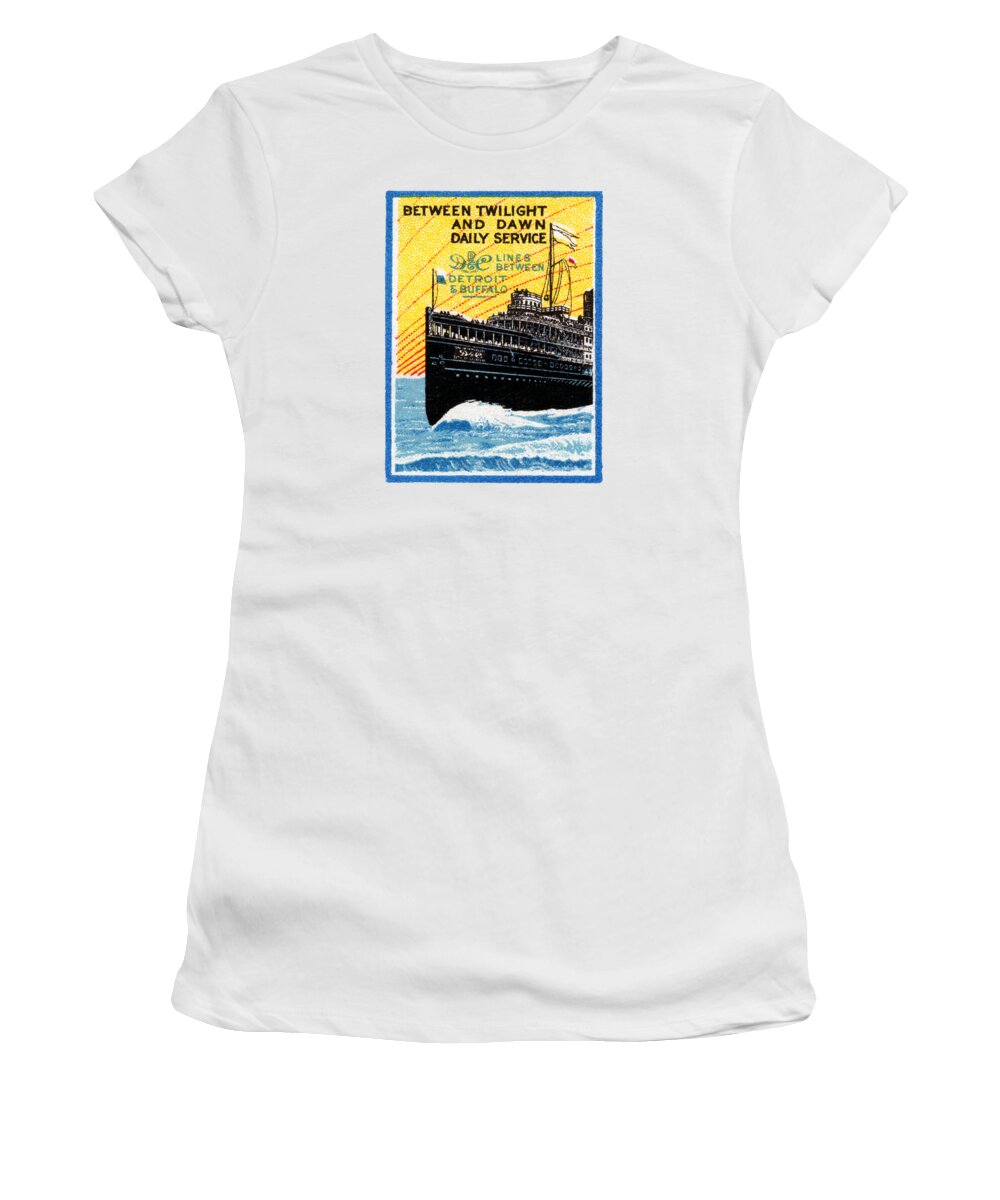 Detroit Women's T-Shirt featuring the painting 1910 Detroit to Buffalo Steamship by Historic Image