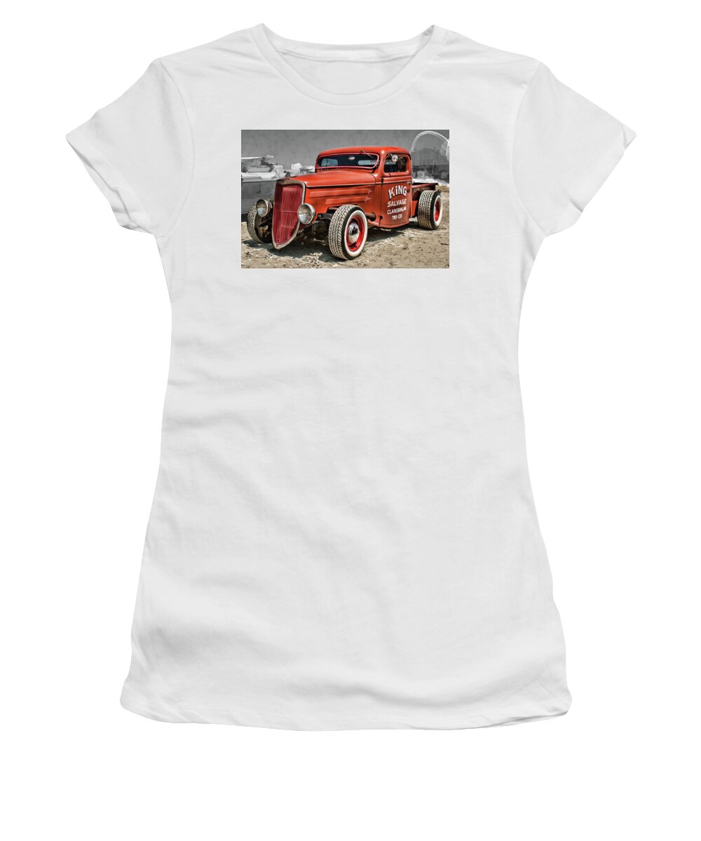 1935 Women's T-Shirt featuring the photograph 1935 Ford pickup custom rat rod by Daniel Adams