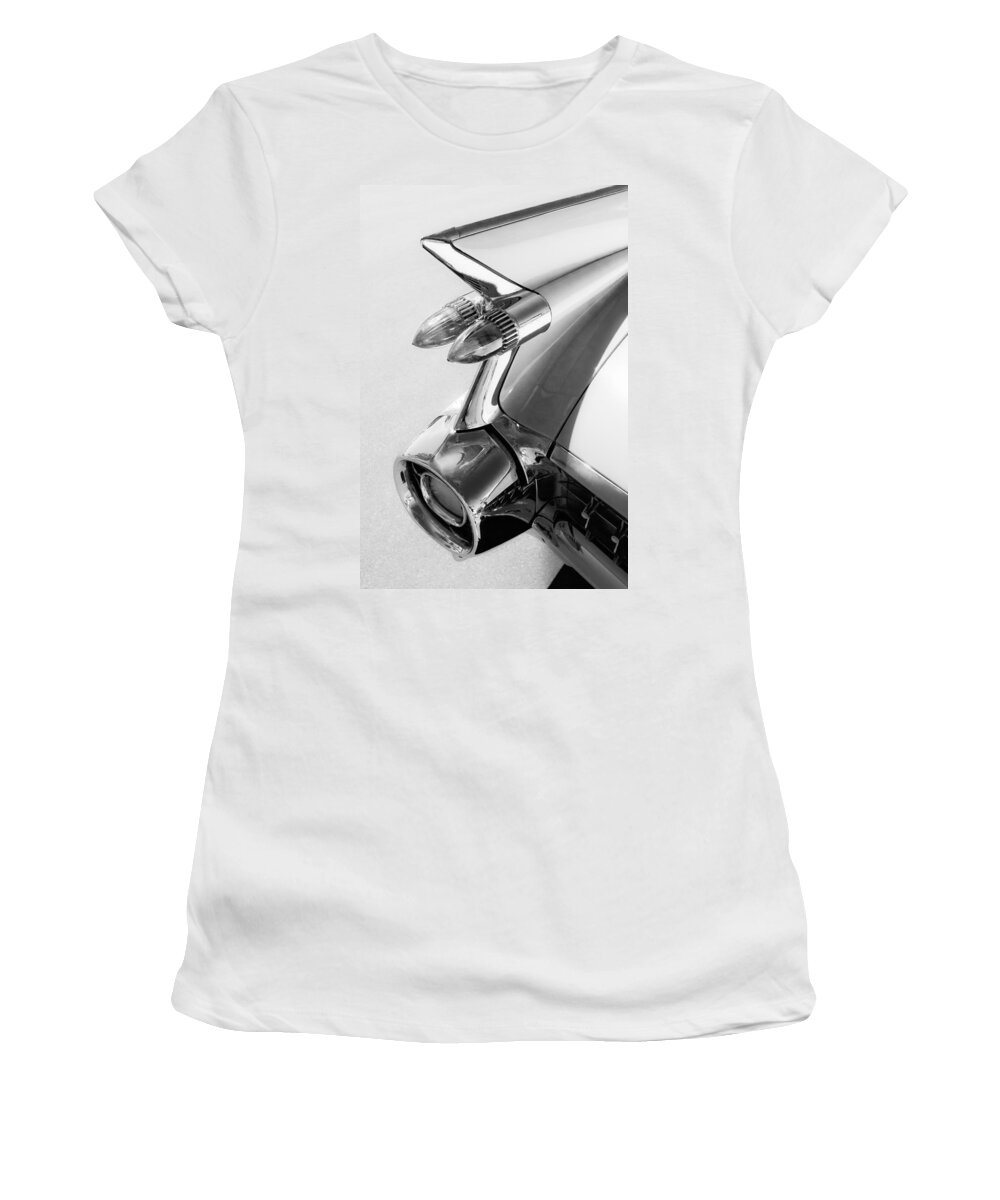 1959 Cadillac Eldorado 62 Series Taillight Women's T-Shirt featuring the photograph 1959 Cadillac Eldorado 62 Series Taillight -213bw by Jill Reger