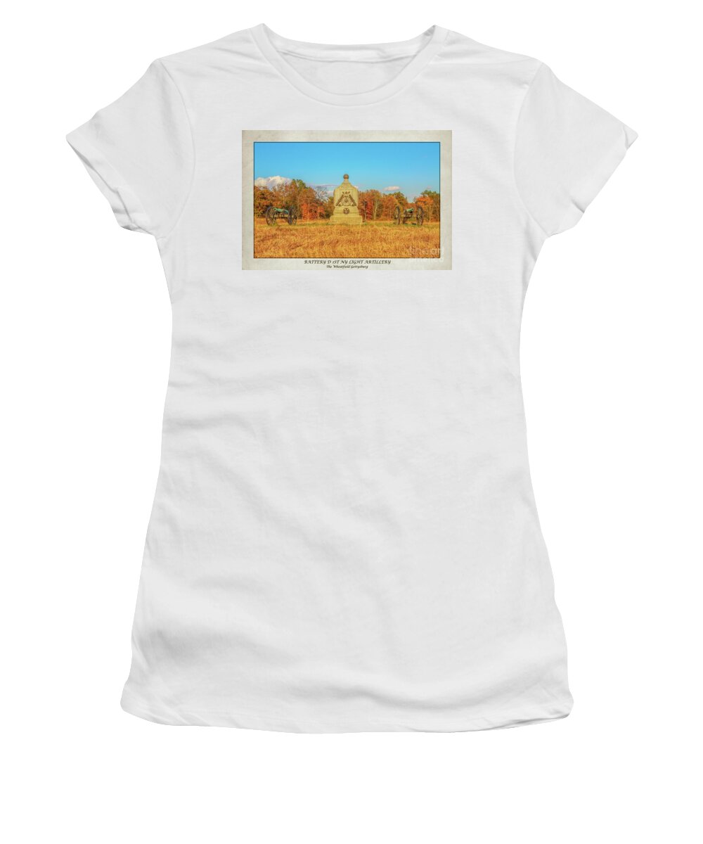 1st New York Battery D Women's T-Shirt featuring the digital art 1st New York Battery D Gettysburg Poster by Randy Steele