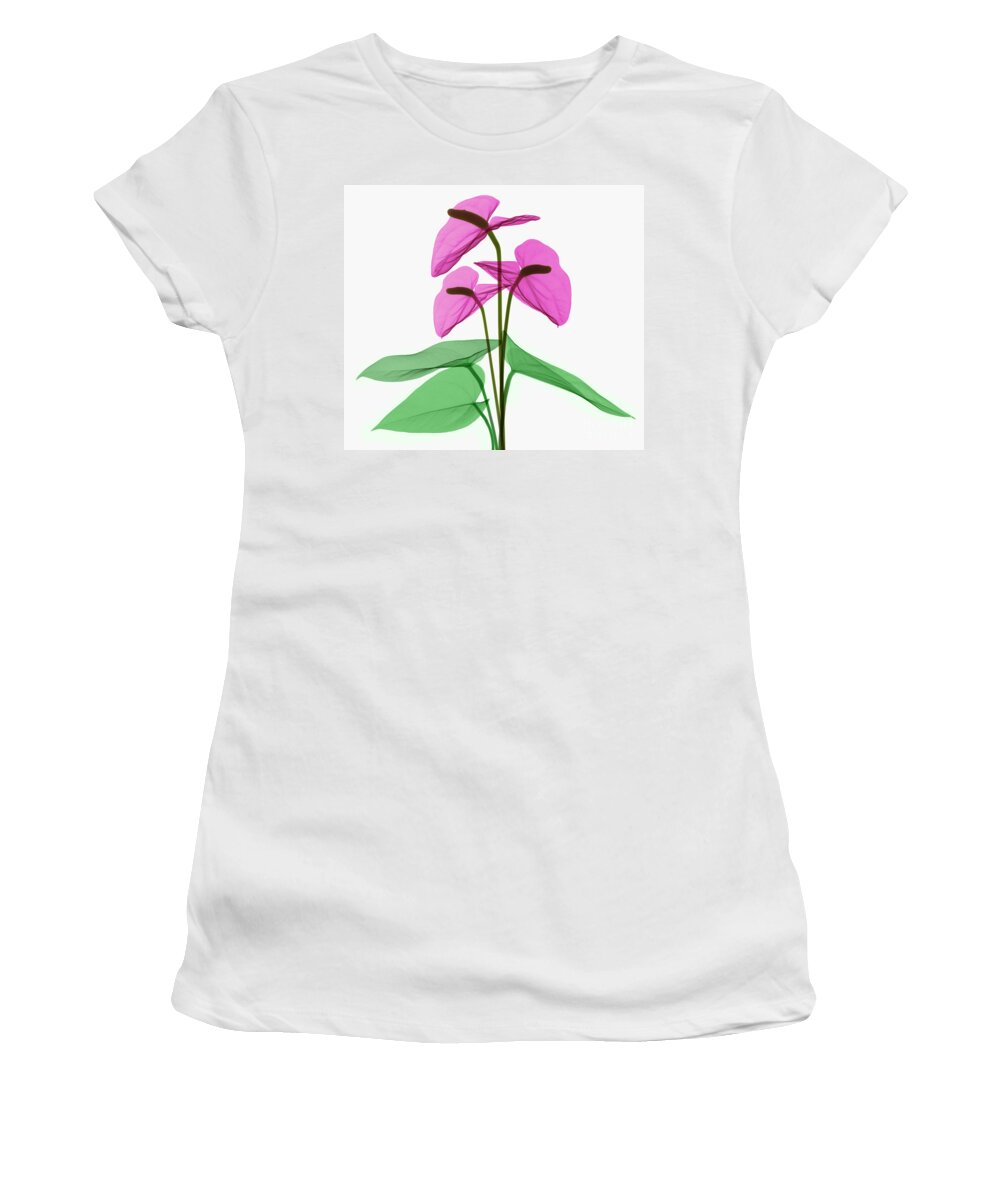 Science Women's T-Shirt featuring the photograph Anthurium Flowers, X-ray #2 by Ted Kinsman