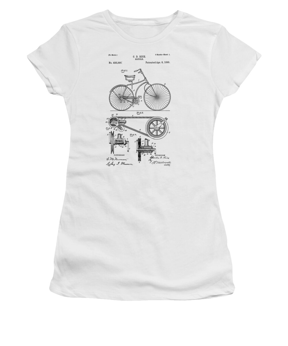 Bicycle Women's T-Shirt featuring the photograph Bicycle patent from 1890 #3 by Chris Smith