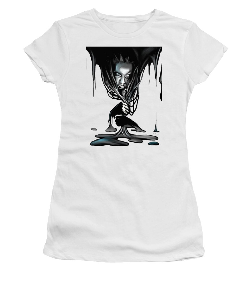 Woman Women's T-Shirt featuring the drawing Black. #2 by Terri Meredith