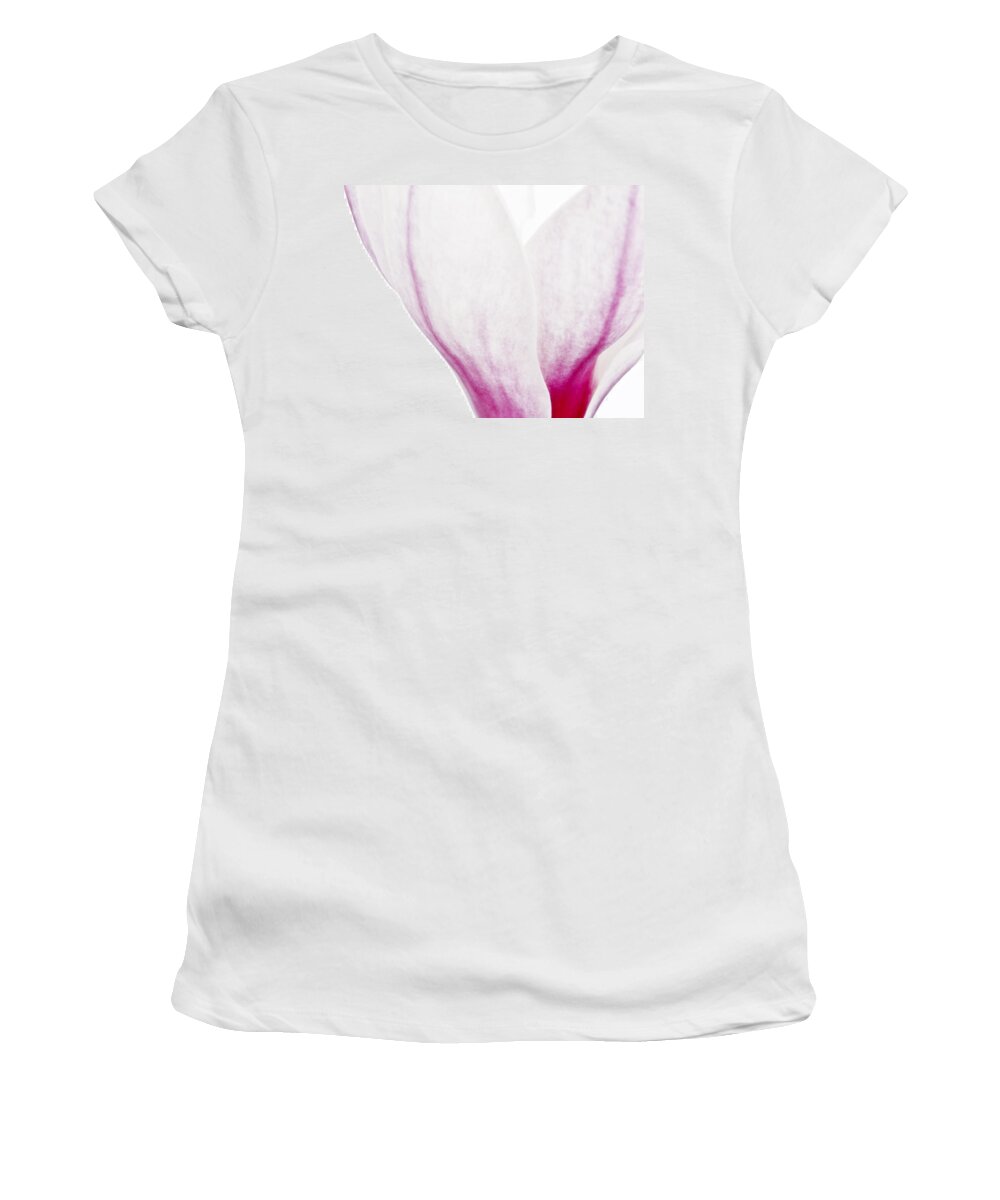 White Women's T-Shirt featuring the photograph Close Up White Flower Spring Photo Image By Nadja Drieling Photography Art Print Shop Online by Nadja Drieling - Flower- Garden and Nature Photography - Art Shop