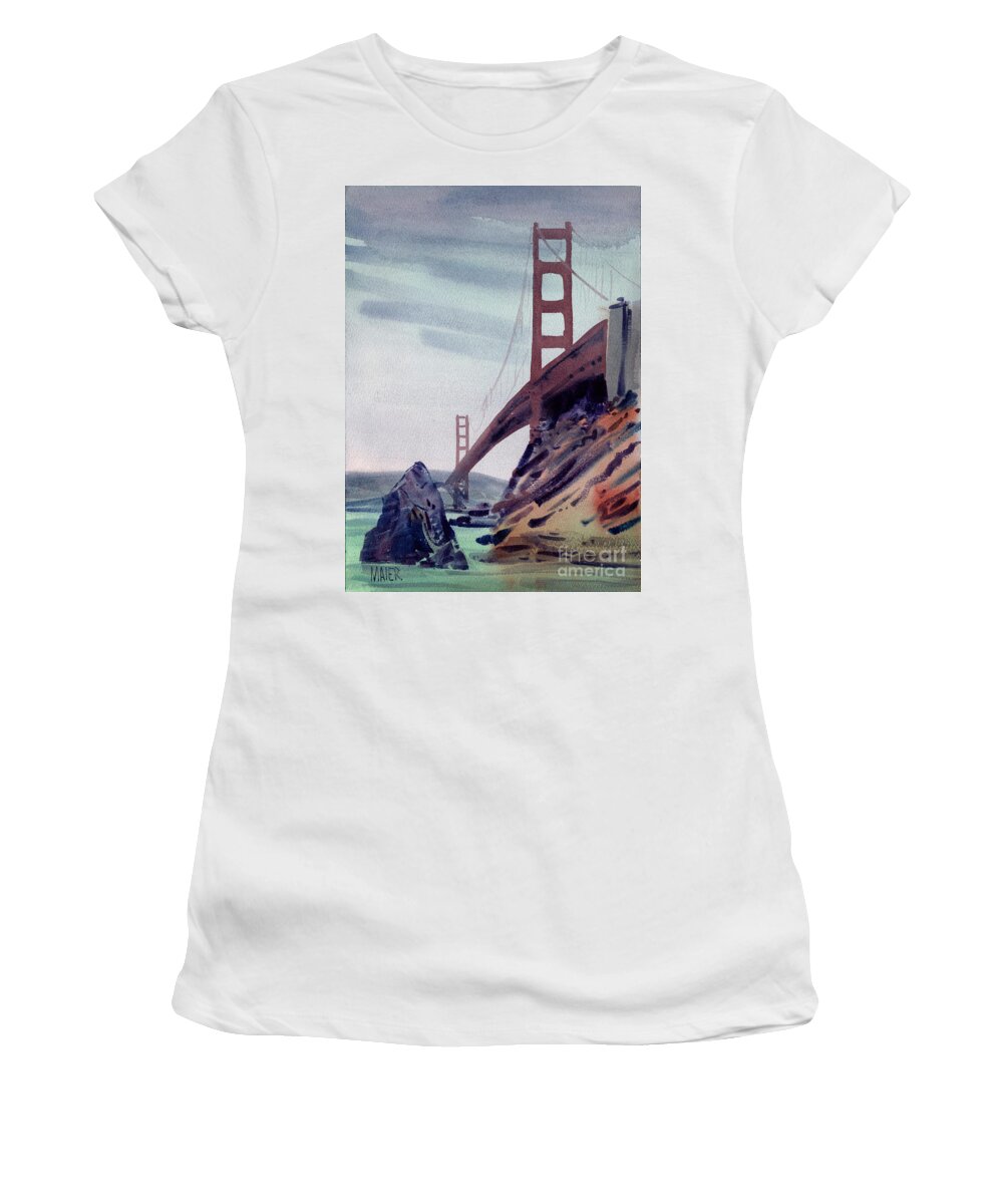 Golden Gate Bridge Women's T-Shirt featuring the painting Golden Gate #1 by Donald Maier