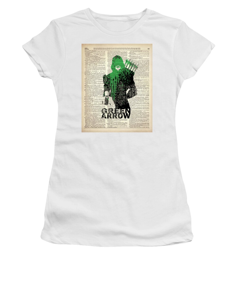 Superheroes Women's T-Shirt featuring the painting Green Arrow #2 by Art Popop