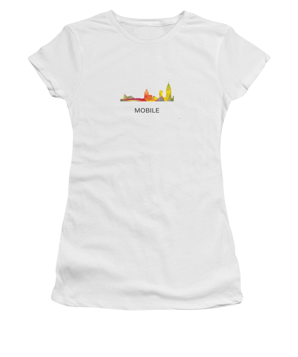 Mobile Alabama Skyline Women's T-Shirt featuring the digital art Mobile Alabama Skyline #2 by Marlene Watson