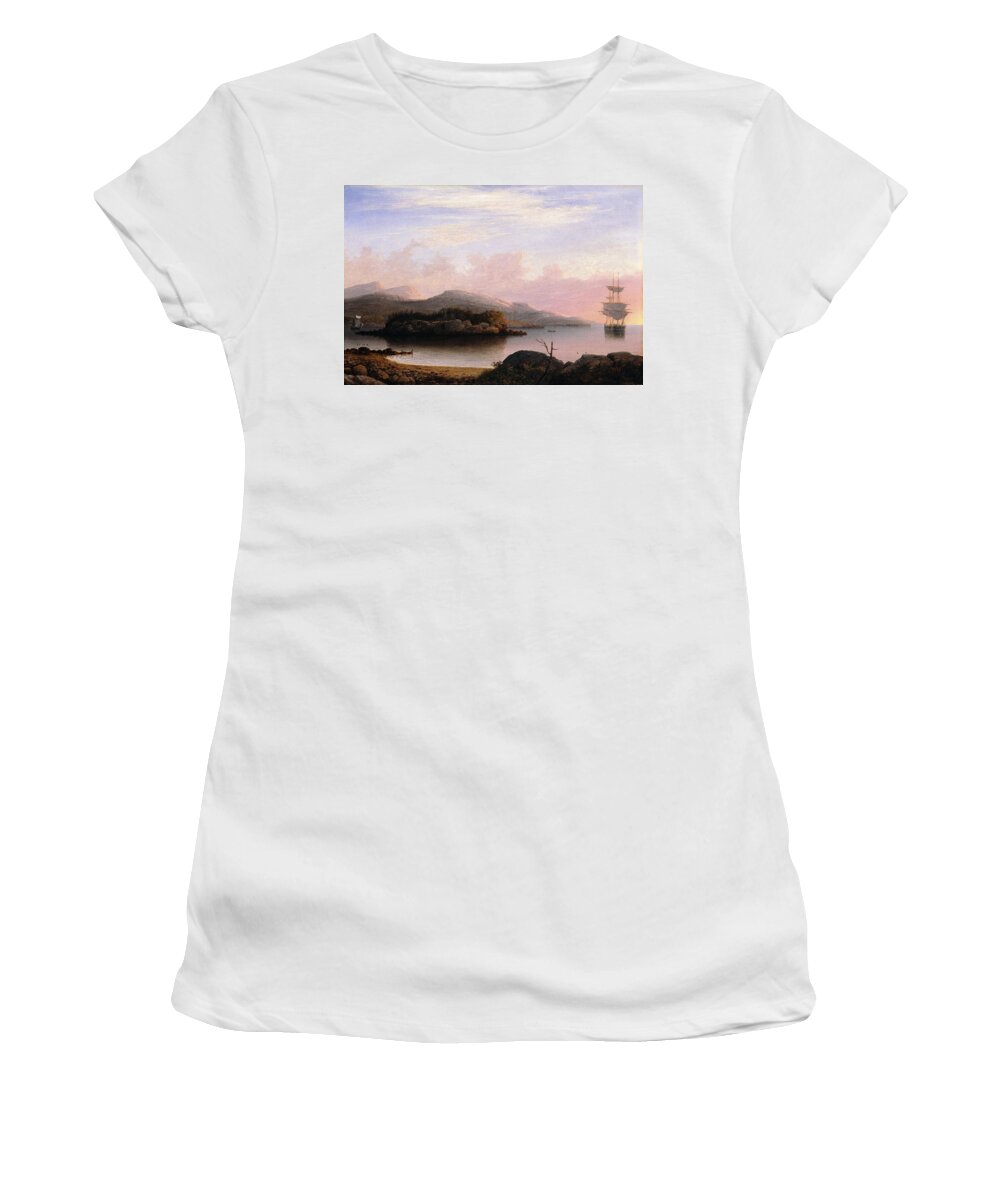 Fitz Henry Lane (american Women's T-Shirt featuring the painting Off Mount Desert Island #2 by Fitz Henry
