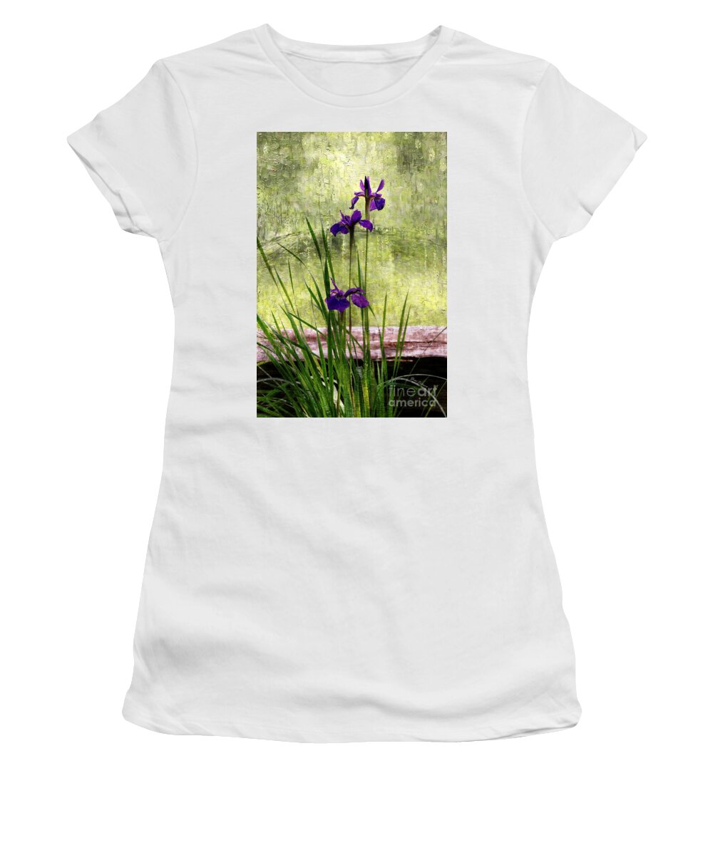 Siberian Iris Women's T-Shirt featuring the photograph Siberian Iris  #2 by Yumi Johnson