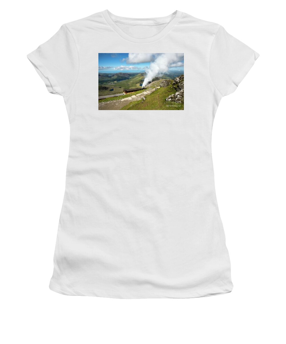 Snowdon Women's T-Shirt featuring the photograph Snowdon Mountain Railway #1 by Adrian Evans