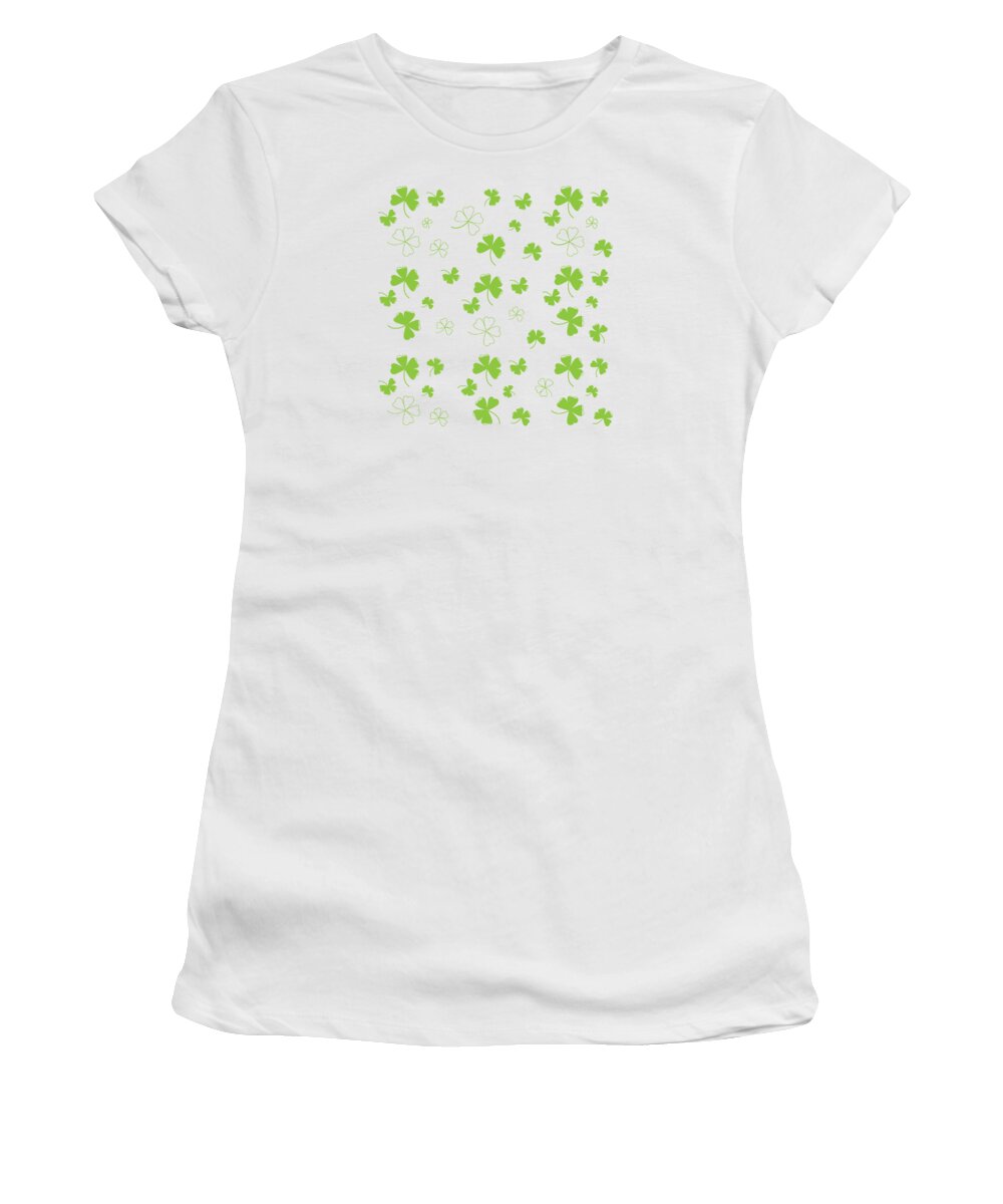 4 Leaf Clover Women's T-Shirt featuring the digital art St. Patrick's Four Leaf Clover Background #2 by Serena King