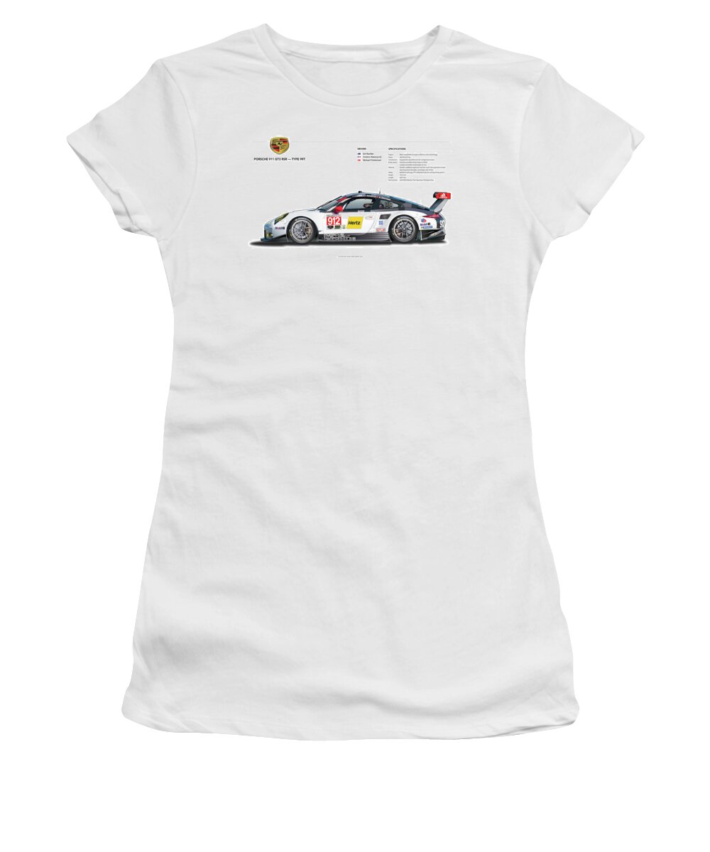 2016 Porsche 911gt3r Rsr Image Women's T-Shirt featuring the drawing 2016 911gt3r Rsr Poster by Alain Jamar