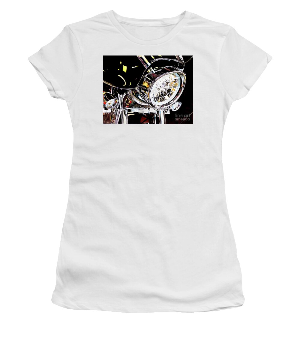 Motorcycle Women's T-Shirt featuring the painting #243 Motorcycle Headlight #243 by William Lum