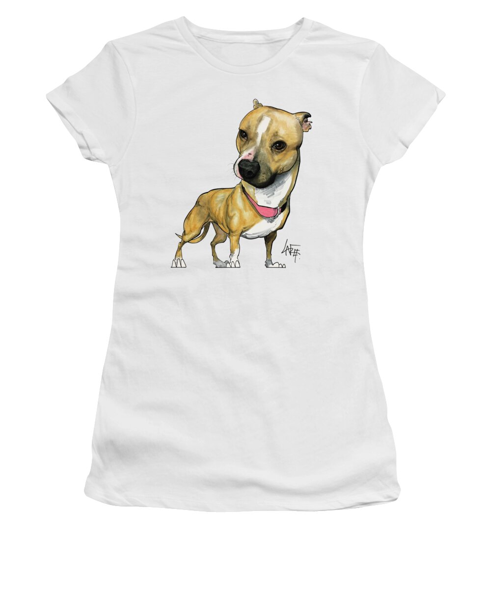 Pitbull Women's T-Shirt featuring the drawing 2782 Hilby by Canine Caricatures By John LaFree