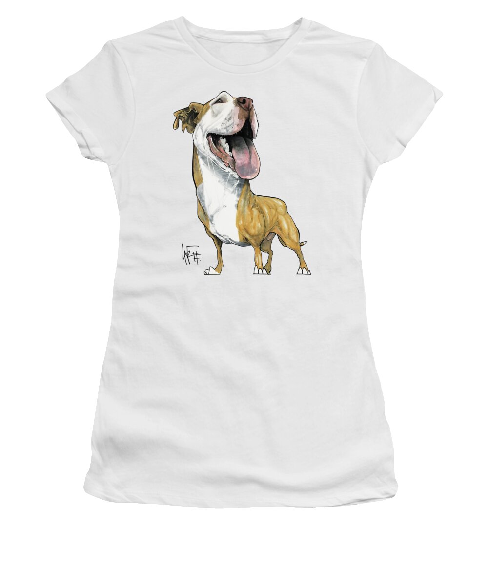 Pitbull Women's T-Shirt featuring the drawing 2830 Lewis by Canine Caricatures By John LaFree