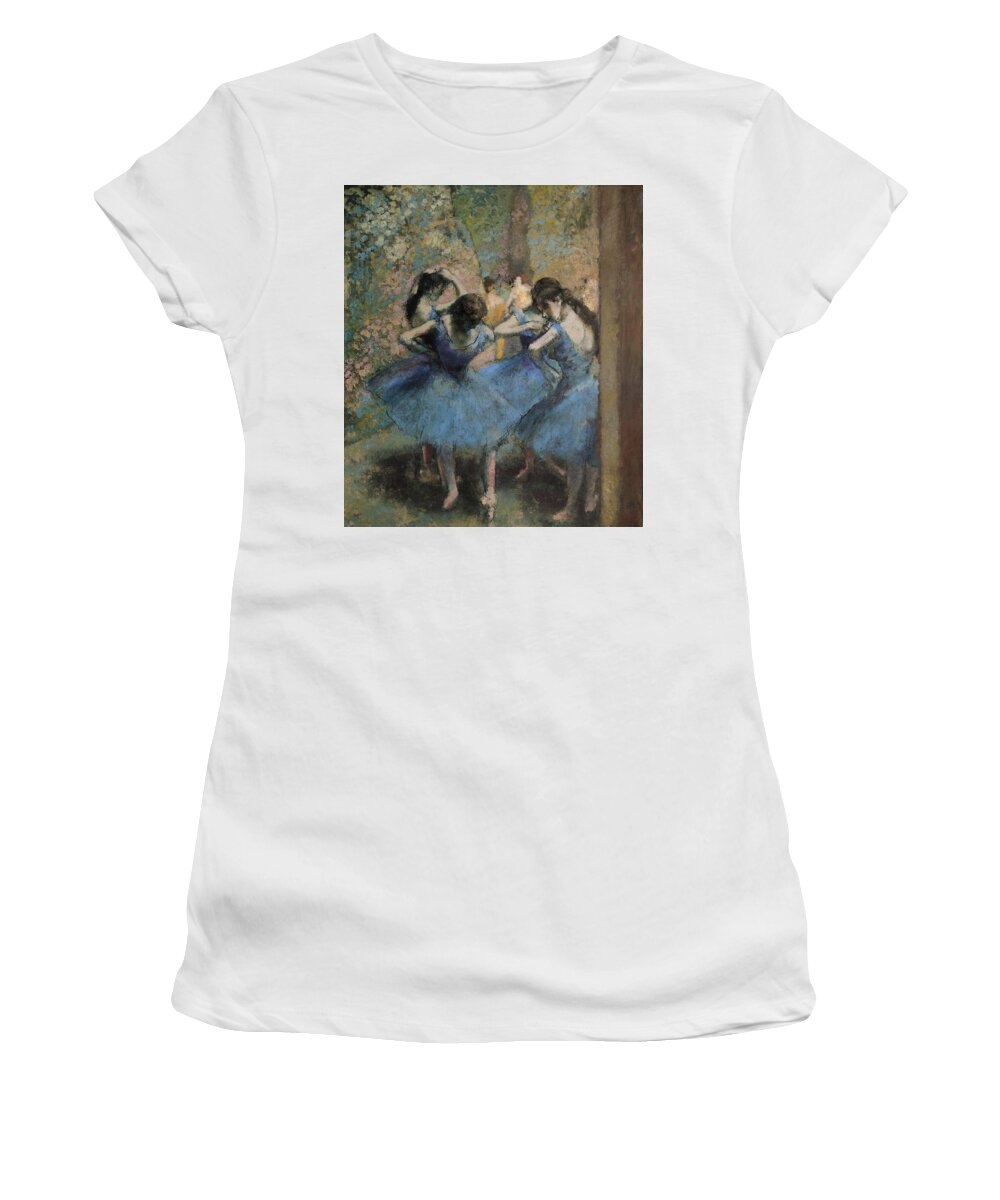 Edgar Degas (1834 - 1917) - Dancers In Blue Women's T-Shirt featuring the painting Dancers In Blue #3 by MotionAge Designs