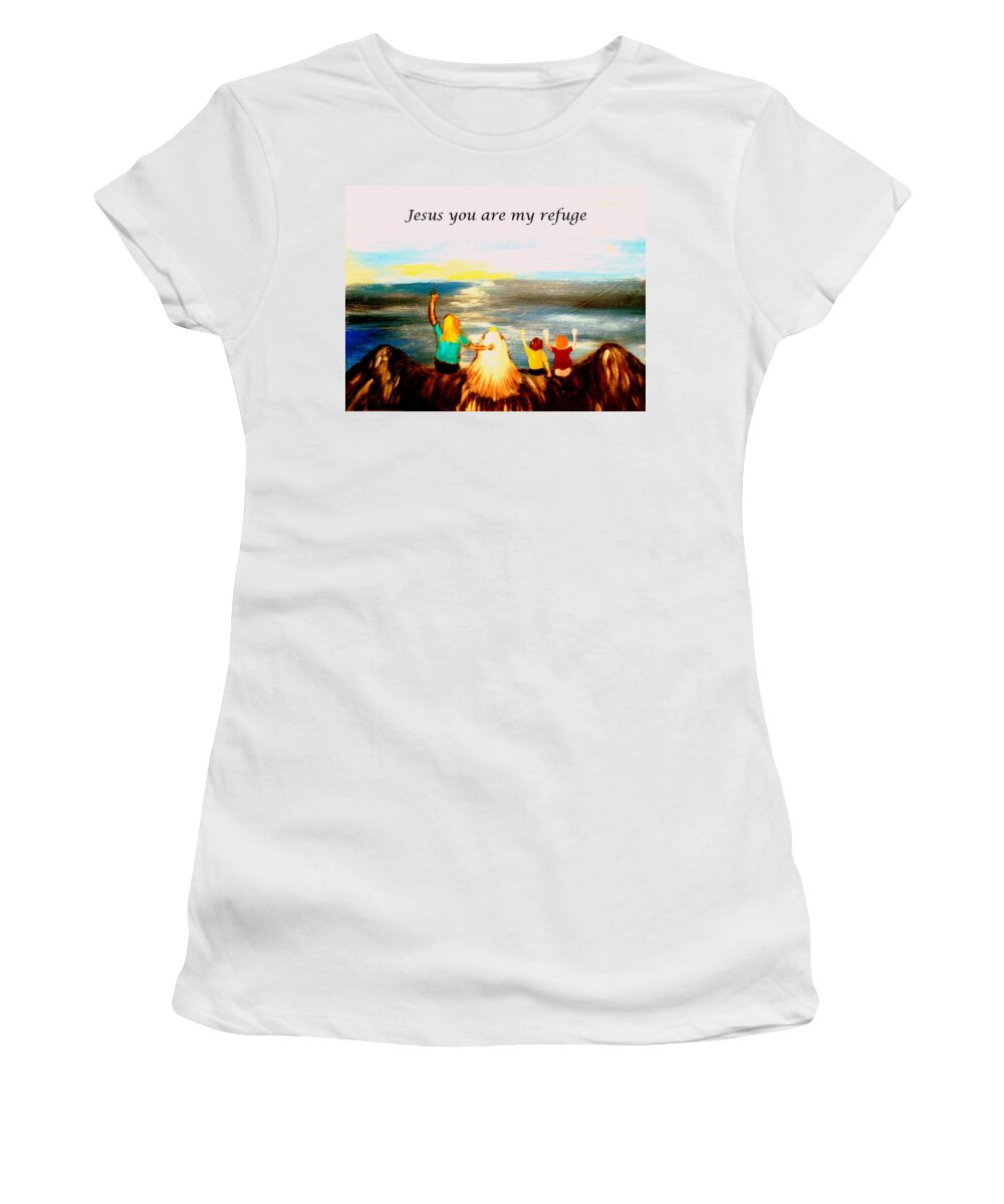 Refuge Women's T-Shirt featuring the painting Freedom #3 by Amanda Dinan