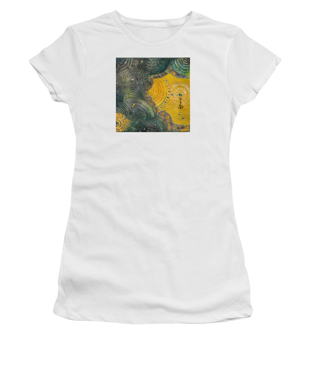 Cosmos Women's T-Shirt featuring the mixed media Retraction by MiMi Stirn