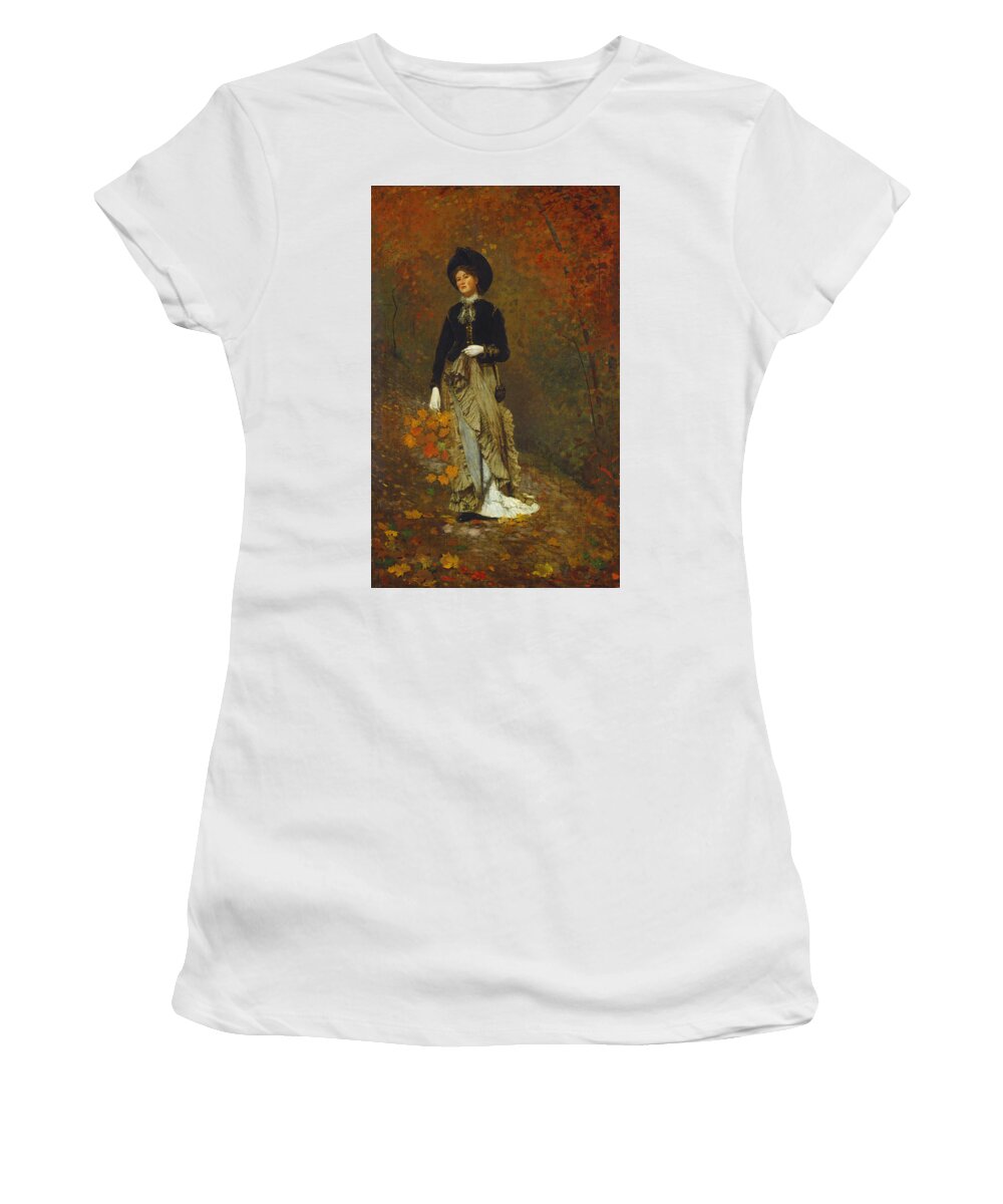 Winslow Homer Women's T-Shirt featuring the painting Autumn by Winslow Homer
