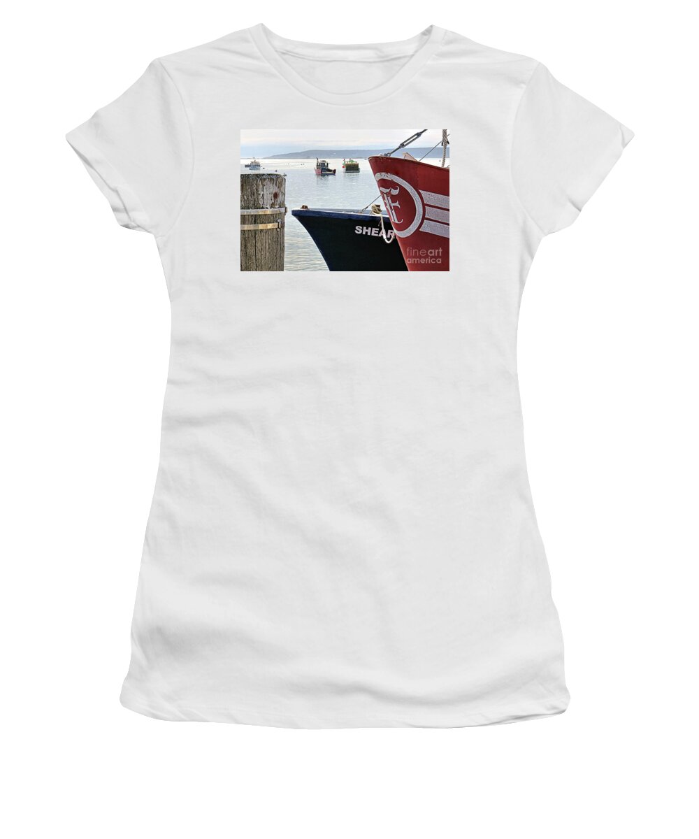 Boats Women's T-Shirt featuring the photograph Docked #4 by Janice Drew