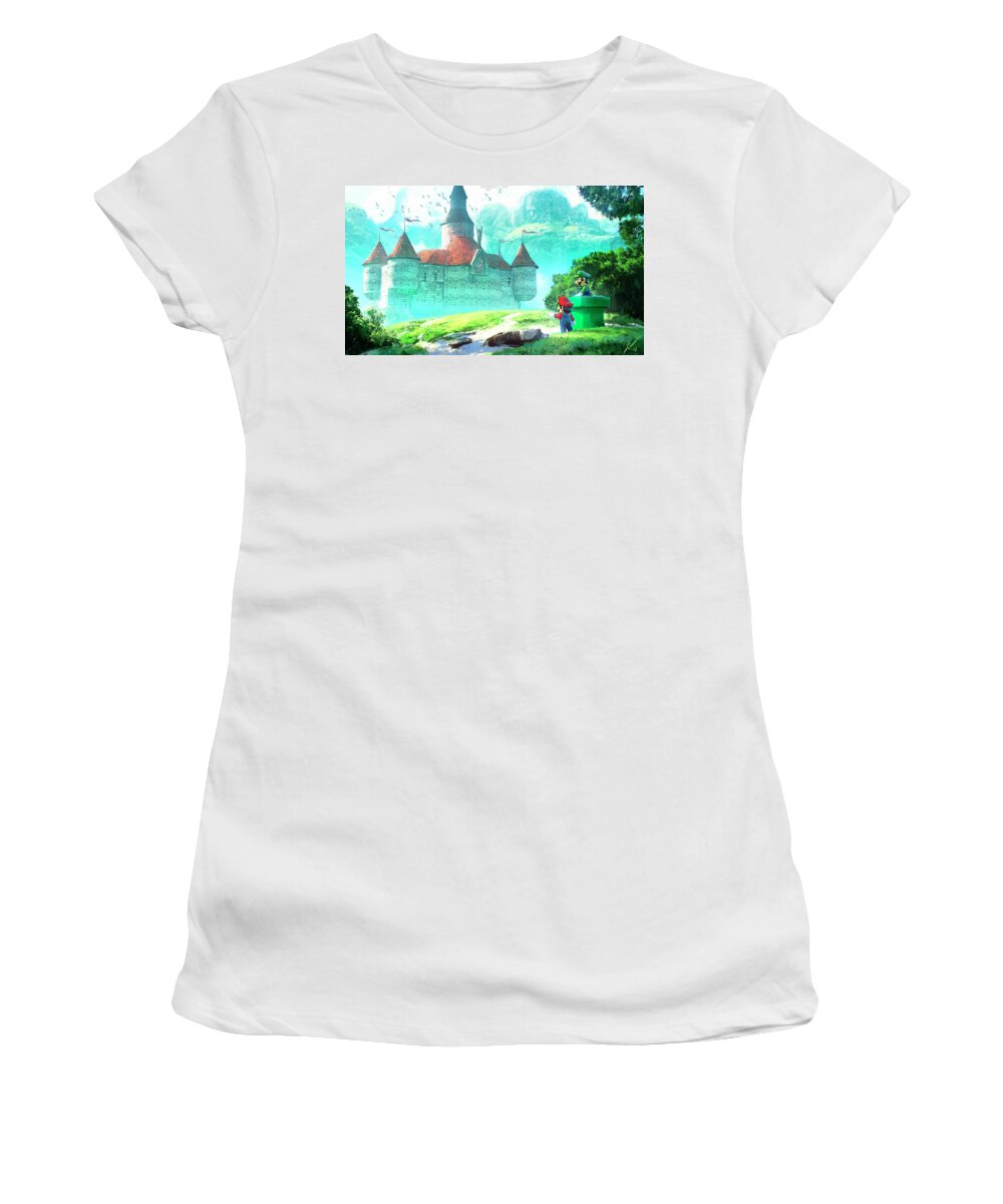 Mario Women's T-Shirt featuring the digital art Mario #4 by Super Lovely