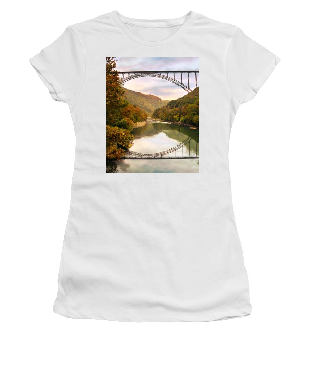 New River Gorge Bridge Women's T-Shirt featuring the photograph New River Gorge Bridge #4 by Mary Almond