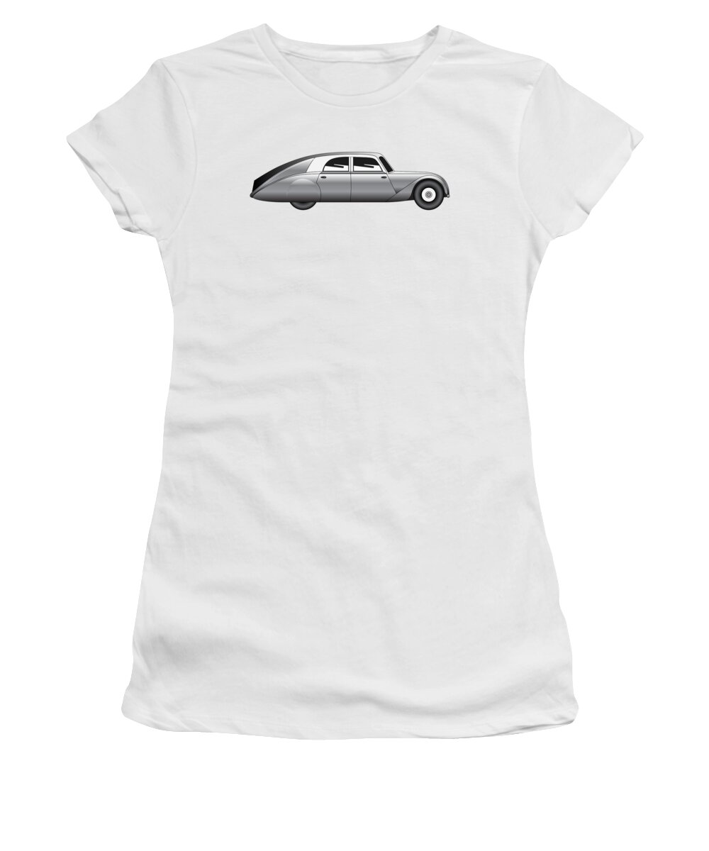 Car Women's T-Shirt featuring the digital art Sedan - vintage model of car #4 by Michal Boubin