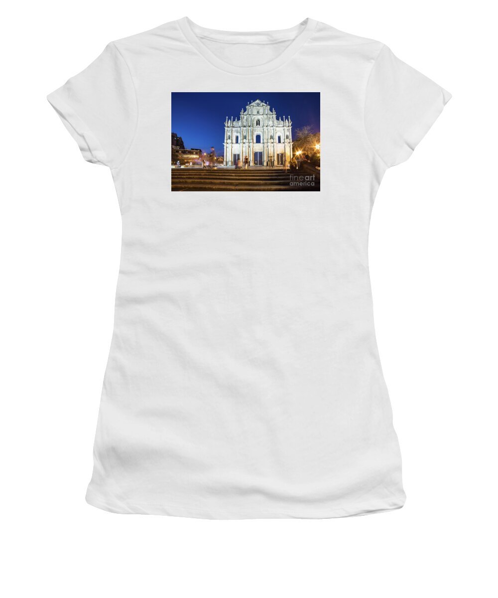 China Women's T-Shirt featuring the photograph The ruins of St Paul church in Macau #4 by Didier Marti