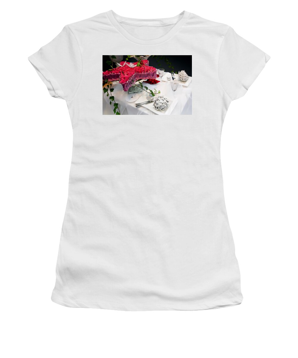 Christmas Women's T-Shirt featuring the photograph Christmas table #5 by Ariadna De Raadt