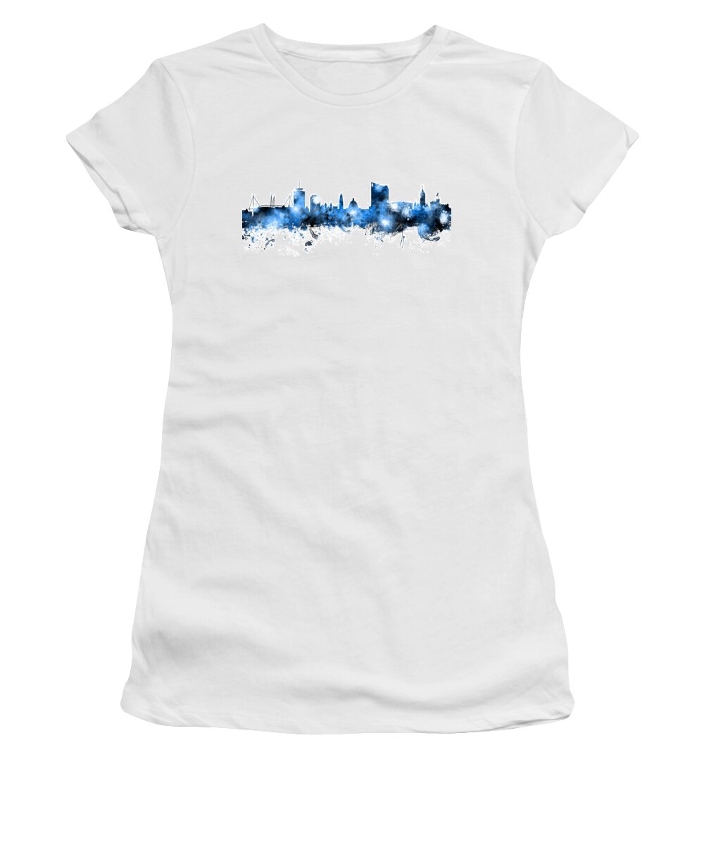 City Women's T-Shirt featuring the digital art Cardiff Wales Skyline #6 by Michael Tompsett